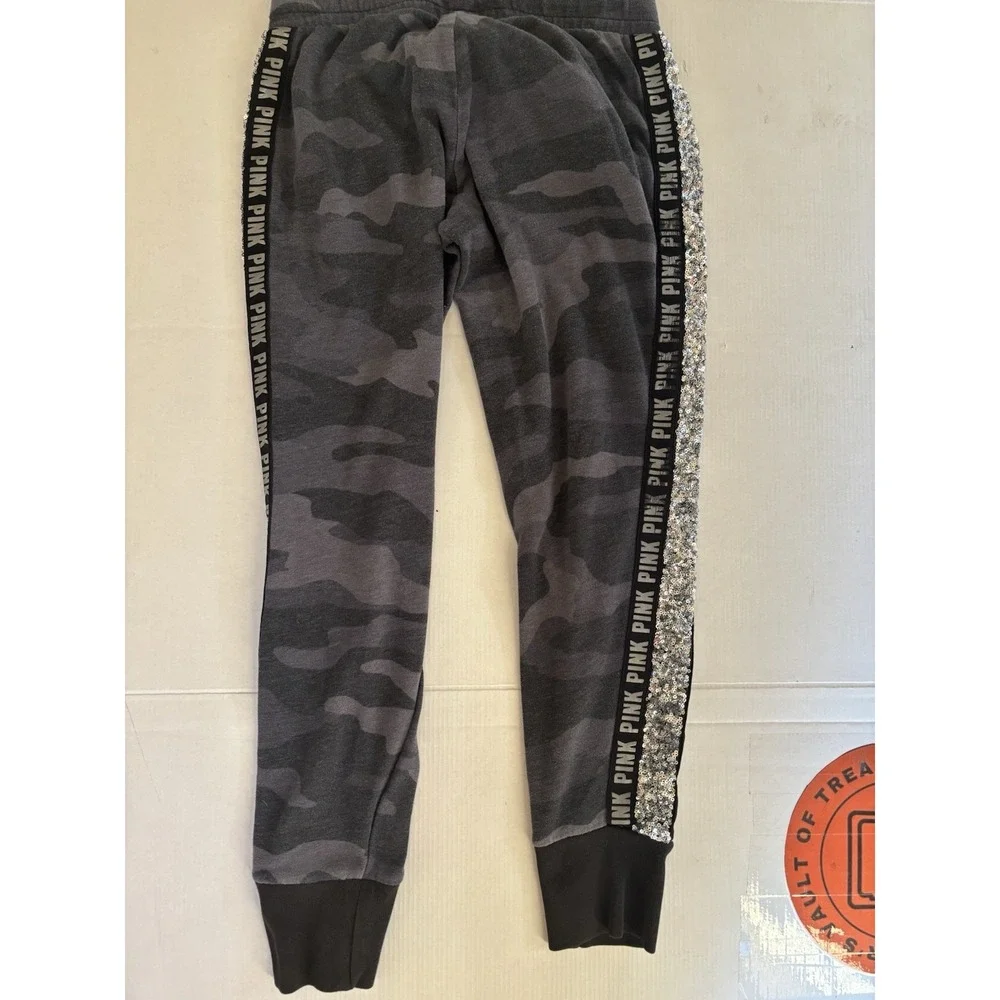 Victoria's Secret PINK CAMO BLING Sequined Stripe Joggers Sweats Sweatpant Small - Picture 9 of 11